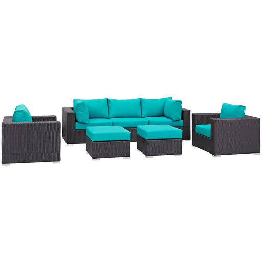 Convene 7 Piece Outdoor Patio Sectional Set 2200-EXP-TRQ-SET