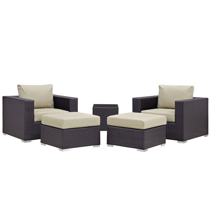 Convene 5 Piece Outdoor Patio Sectional Set 2201-EXP-BEI-SET