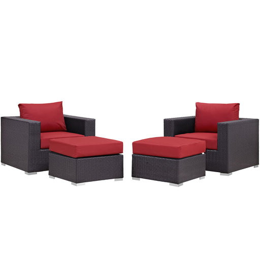 Convene 4 Piece Outdoor Patio Sectional Set 2202-EXP-RED-SET