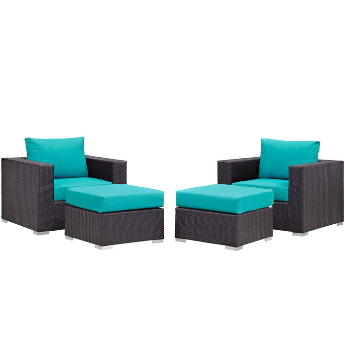 Convene 4 Piece Outdoor Patio Sectional Set 2202-EXP-TRQ-SET