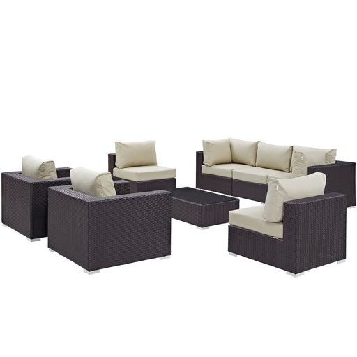 Convene 8 Piece Outdoor Patio Sectional Set 2203-EXP-BEI-SET