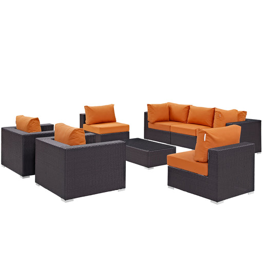 Convene 8 Piece Outdoor Patio Sectional Set 2203-EXP-ORA-SET