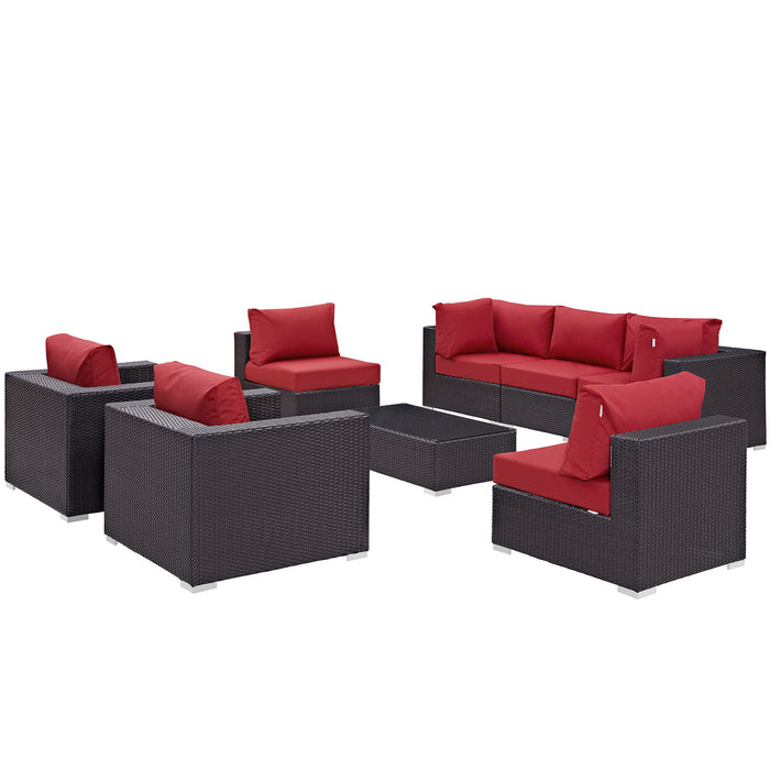 Convene 8 Piece Outdoor Patio Sectional Set 2203-EXP-RED-SET