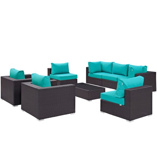 Convene 8 Piece Outdoor Patio Sectional Set 2203-EXP-TRQ-SET