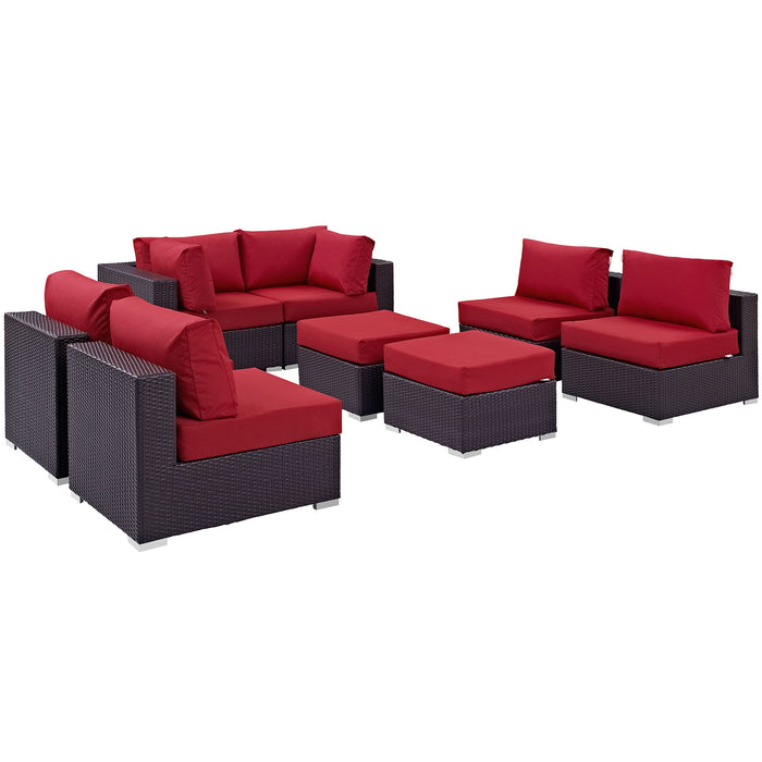 Convene 8 Piece Outdoor Patio Sectional Set 2204-EXP-RED-SET