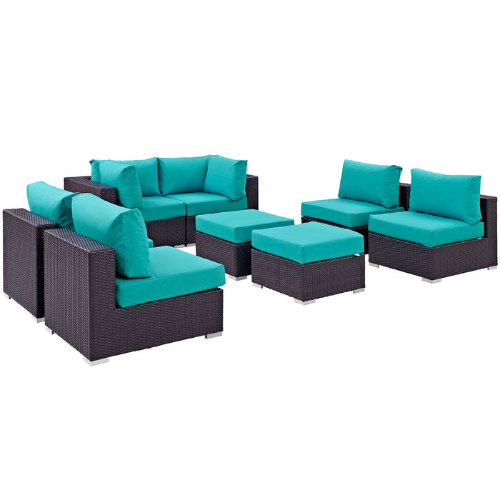 Convene 8 Piece Outdoor Patio Sectional Set 2204-EXP-TRQ-SET