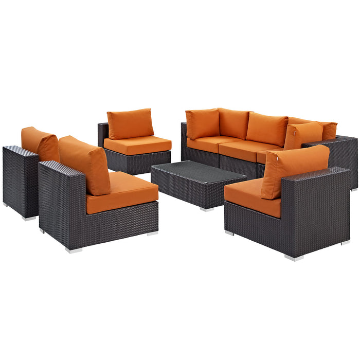 Convene 8 Piece Outdoor Patio Sectional Set 2205-EXP-ORA-SET