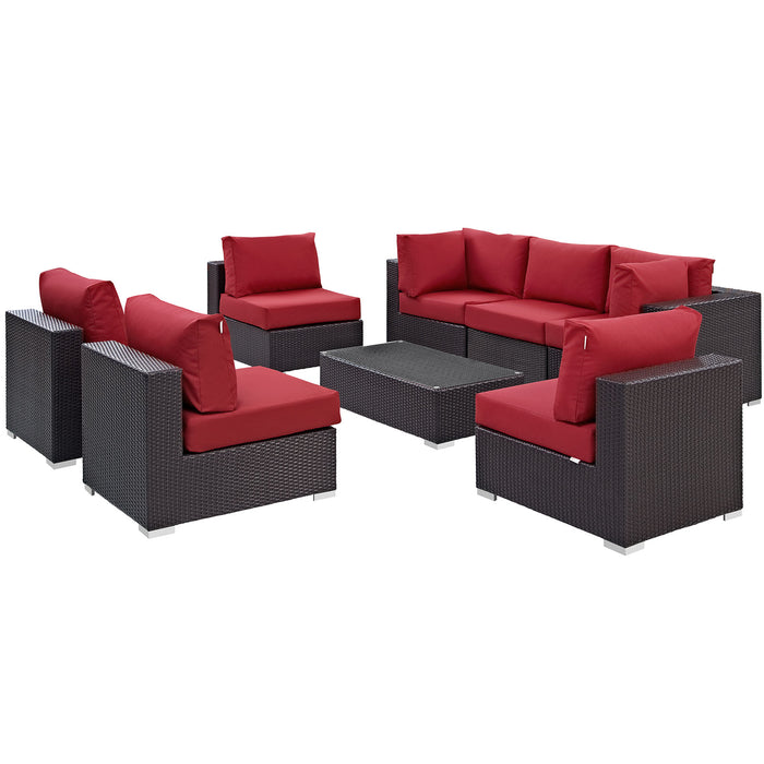 Convene 8 Piece Outdoor Patio Sectional Set 2205-EXP-RED-SET