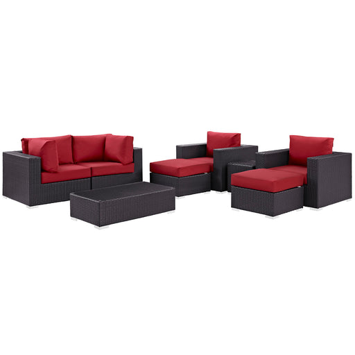 Convene 8 Piece Outdoor Patio Sectional Set 2206-EXP-RED-SET