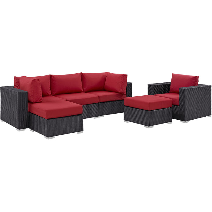 Convene 6 Piece Outdoor Patio Sectional Set 2207-EXP-RED-SET