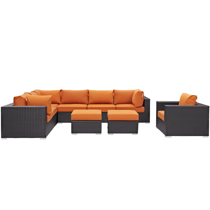 Convene 9 Piece Outdoor Patio Sectional Set 2208-EXP-ORA-SET