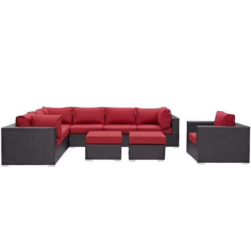 Convene 9 Piece Outdoor Patio Sectional Set 2208-EXP-RED-SET