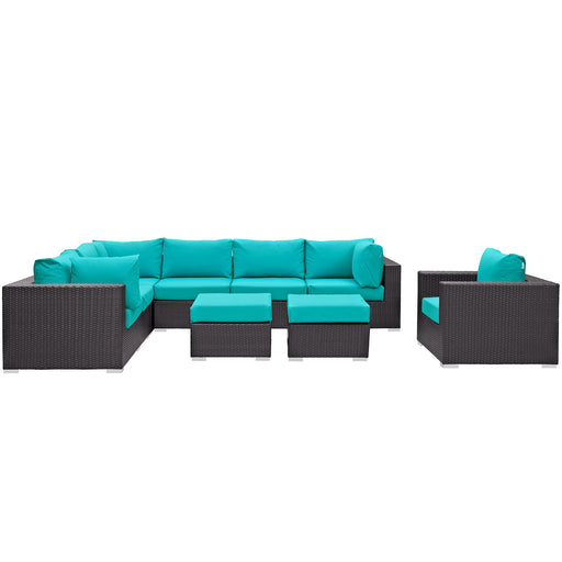 Convene 9 Piece Outdoor Patio Sectional Set 2208-EXP-TRQ-SET