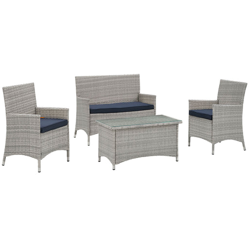 Bridge 4 Piece Outdoor Patio Patio Conversation Set 2212-LGNAV