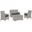 Bridge 4 Piece Outdoor Patio Patio Conversation Set 2212-LGR-NAV