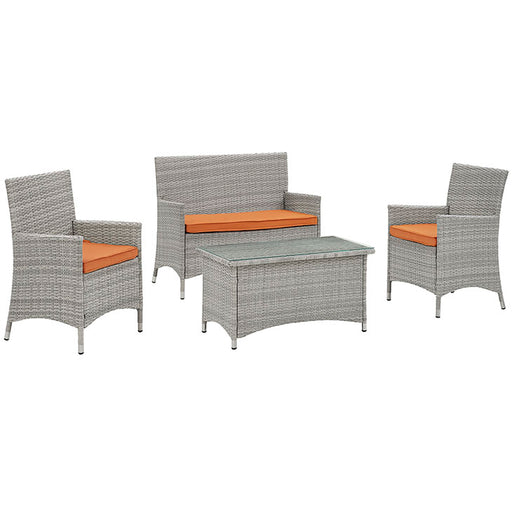 Bridge 4 Piece Outdoor Patio Patio Conversation Set 2212-LGR-ORA