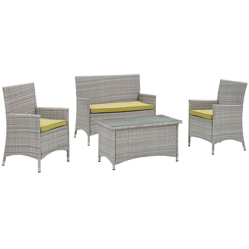 Bridge 4 Piece Outdoor Patio Patio Conversation Set 2212-LGR-PER