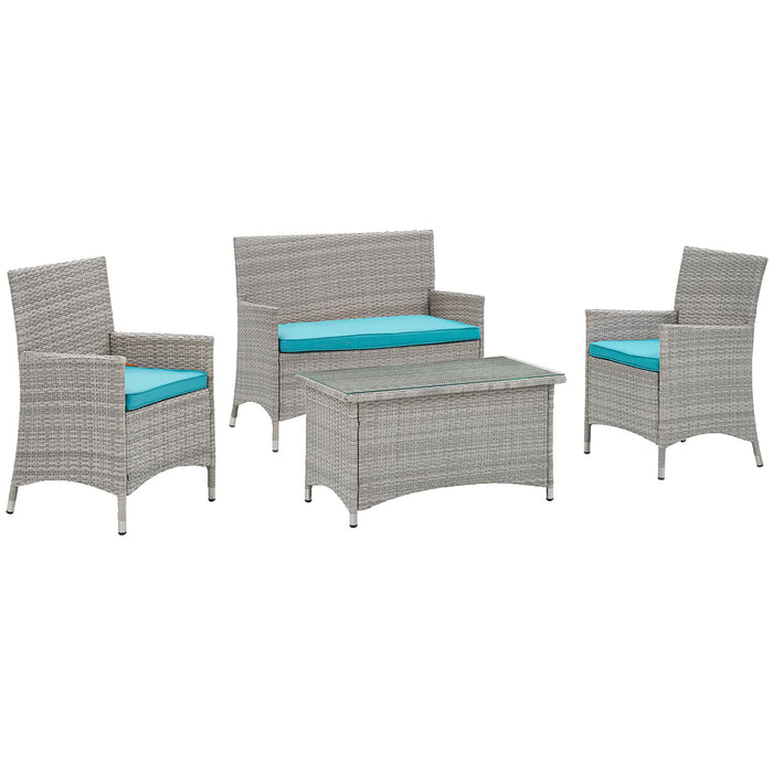 Bridge 4 Piece Outdoor Patio Patio Conversation Set 2212-LGTRQ