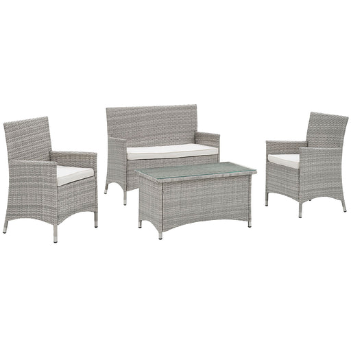 Bridge 4 Piece Outdoor Patio Patio Conversation Set 2212-LGWHI