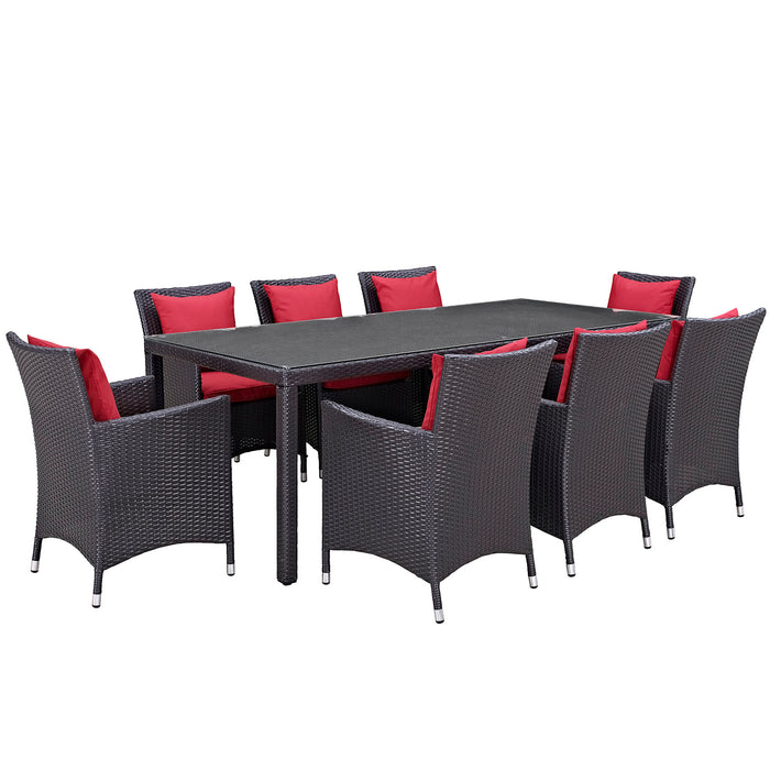 Convene 9 Piece Outdoor Patio Dining Set 2217-EXP-RED-SET