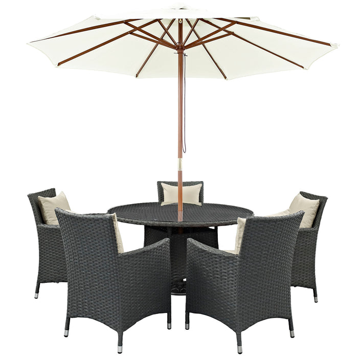 Sojourn 7 Piece Outdoor Patio Sunbrella® Dining Set 2246-CHC-BEI-SET