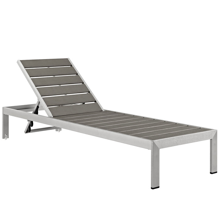 Shore Outdoor Patio Aluminum Chaise 2247-SLV-GRY