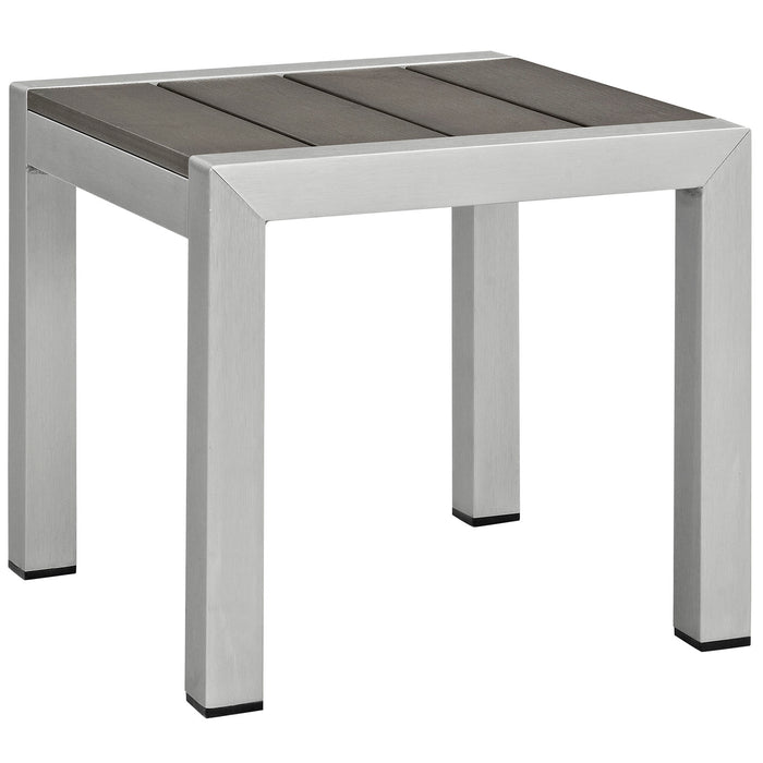 Shore Outdoor Patio Aluminum Side Table 2248-SLV-GRY