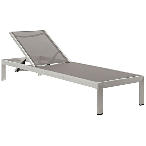 Shore Outdoor Patio Aluminum Mesh Chaise 2249-SLV-GRY