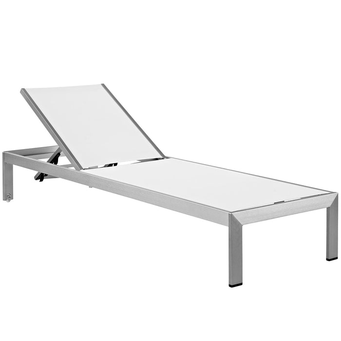 Shore Outdoor Patio Aluminum Mesh Chaise 2249-SLV-WHI