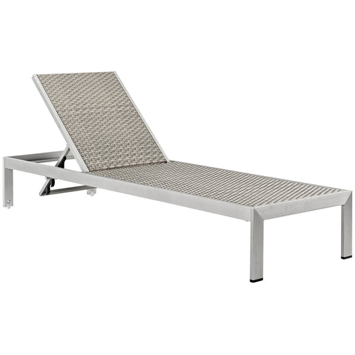 Shore Outdoor Patio Aluminum Rattan Chaise 2250-SLV-GRY