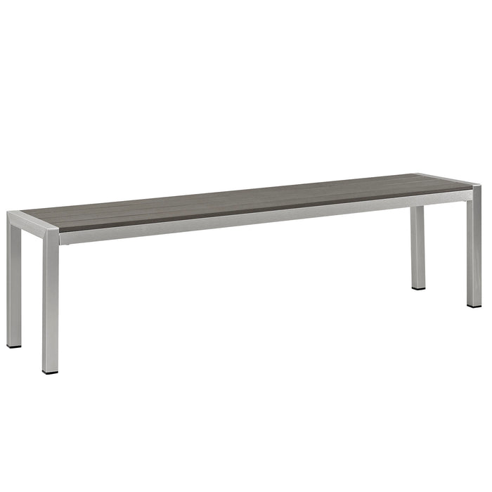 Shore Outdoor Patio Aluminum Bench 2252-SLV-GRY