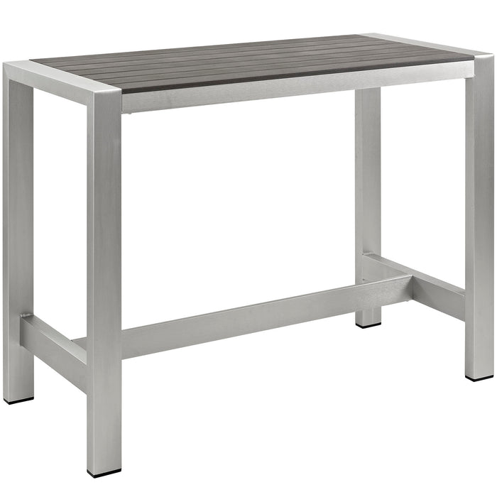 Shore Outdoor Patio Aluminum Rectangle Bar Table 2253-SLV-GRY