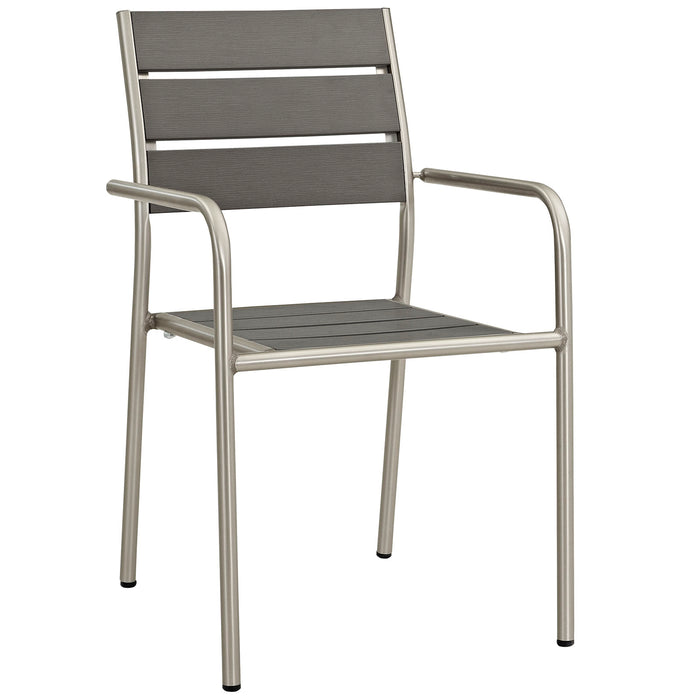 Shore Outdoor Patio Aluminum Dining Chair 2258-SLV-GRY