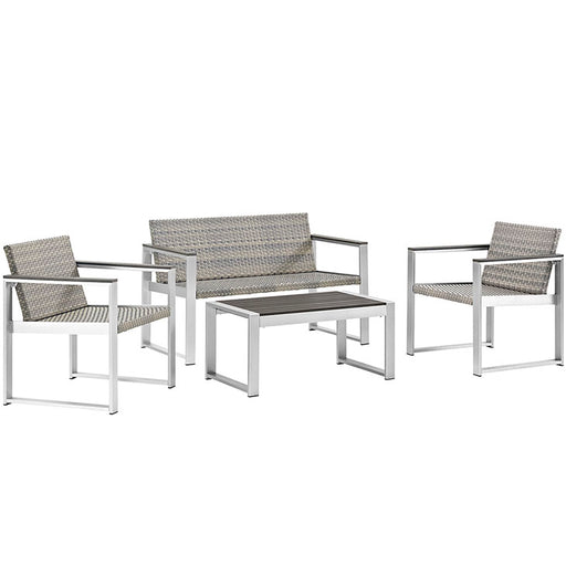 Embark 4 Piece Outdoor Patio Aluminum Patio Conversation Set 2261-SLV-CHC