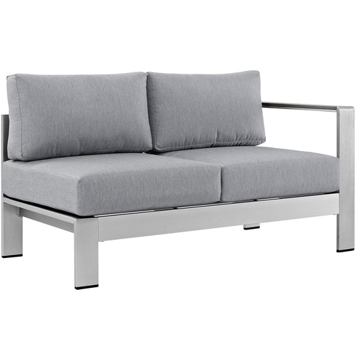 Shore Right-Arm Corner Sectional Outdoor Patio Aluminum Loveseat 2262-SLV-GRY