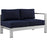 Shore Right-Arm Corner Sectional Outdoor Patio Aluminum Loveseat 2262-SLV-NAV