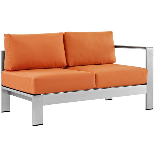 Shore Right-Arm Corner Sectional Outdoor Patio Aluminum Loveseat 2262-SLV-ORA