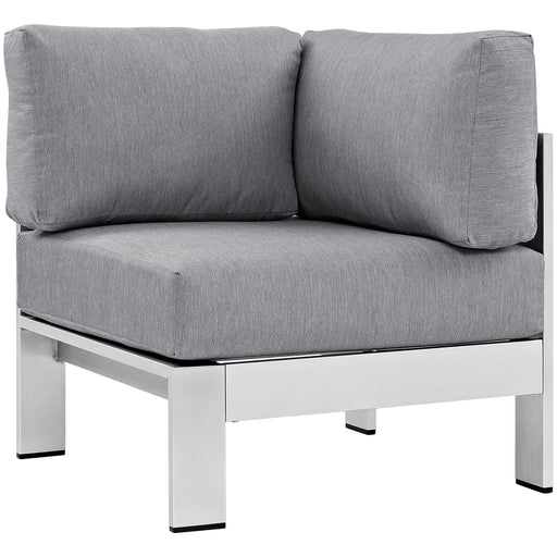 Shore Outdoor Patio Aluminum Corner Sofa 2264-SLV-GRY