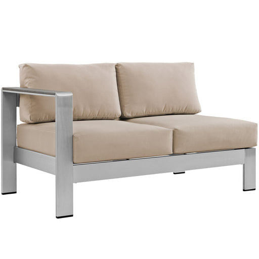 Shore Left-Arm Corner Sectional Outdoor Patio Aluminum Loveseat 2265-SLV-BEI