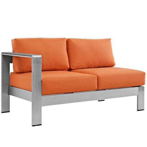 Shore Left-Arm Corner Sectional Outdoor Patio Aluminum Loveseat 2265-SLV-ORA