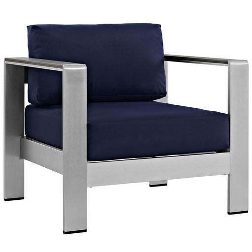 Shore Outdoor Patio Aluminum Armchair 2266-SLV-NAV