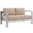 Shore Outdoor Patio Aluminum Loveseat 2267-SLV-BEI