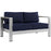 Shore Outdoor Patio Aluminum Loveseat 2267-SLV-NAV