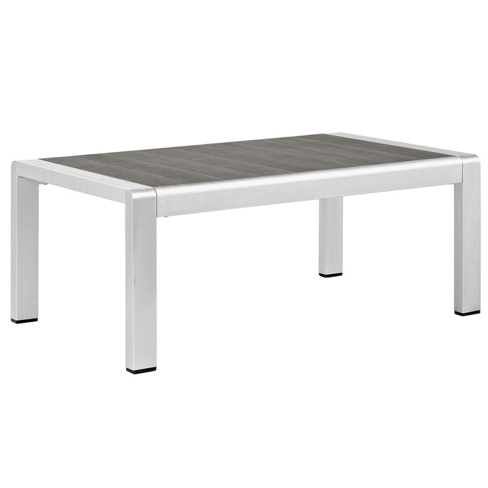 Shore Outdoor Patio Aluminum Coffee Table 2268-SLV-GRY