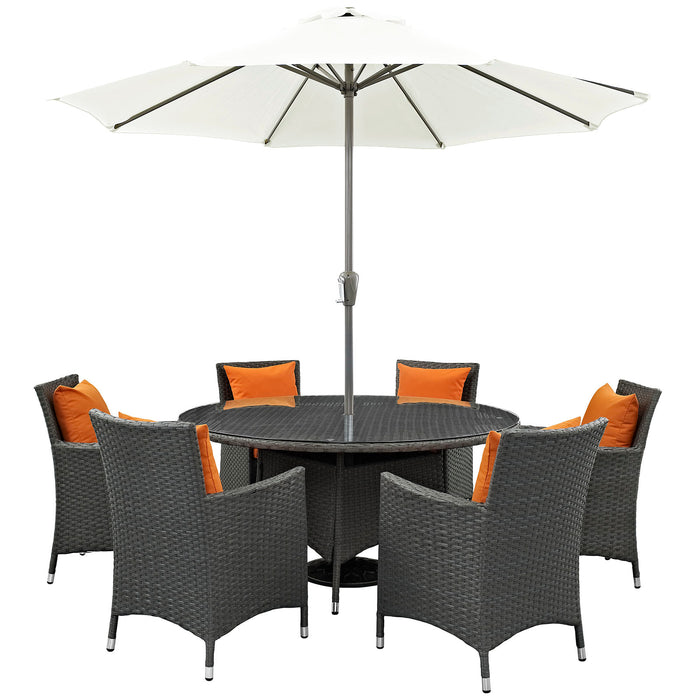 Sojourn 8 Piece Outdoor Patio Sunbrella® Dining Set 2270-CHC-TUS-SET