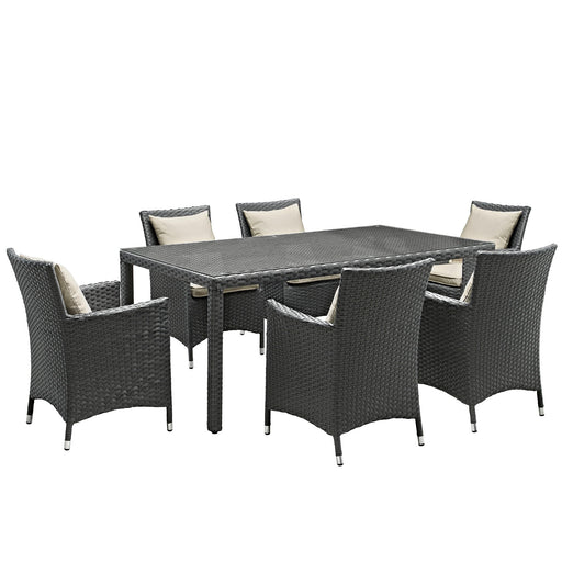 Sojourn 7 Piece Outdoor Patio Sunbrella® Dining Set 2271-CHC-BEI-SET