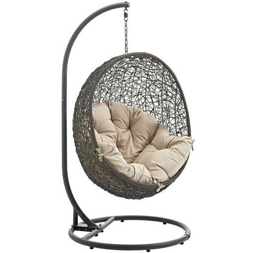 Hide Outdoor Patio Swing Chair With Stand 2273-GRY-BEI