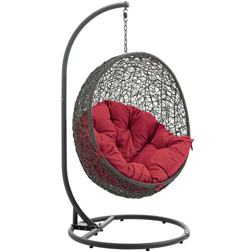 Hide Outdoor Patio Swing Chair With Stand 2273-GRY-RED