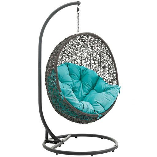 Hide Outdoor Patio Swing Chair With Stand 2273-GRY-TRQ