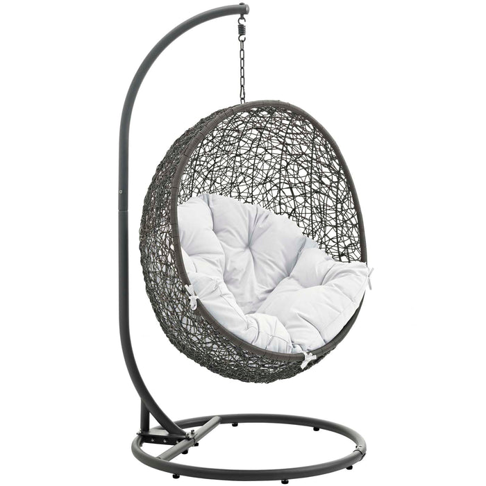 Hide Outdoor Patio Swing Chair With Stand 2273-GRY-WHI